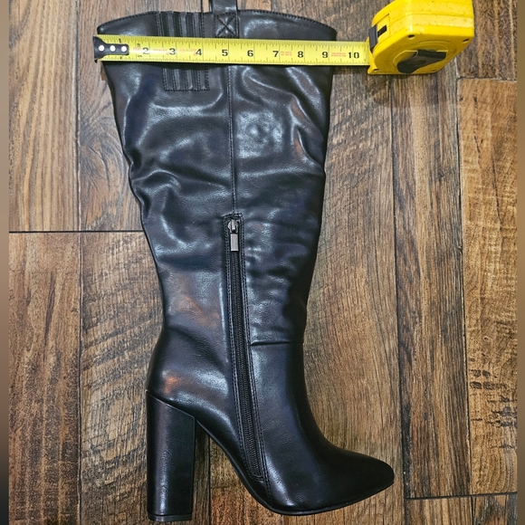 New! JustFab Tall Black Faux Leather‎ Heeled Boots. Size 6. - Picture 13 of 13